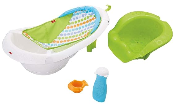 Fisher-Price 4-in-1 Sling 'n Seat Tub, Green, Convertible Baby to Toddler Bath Tub with Seat and Toys