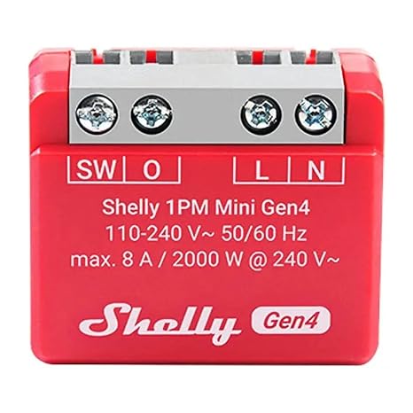 Shelly 1PM Mini Gen4 Smart Switch, Wi-Fi, Matter & Zigbee, 1-Channel 8A