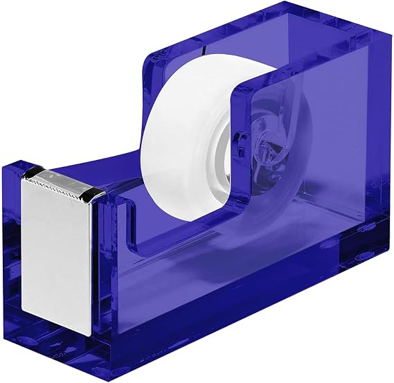 OfficeGoods Acrylic Tape Dispenser, Aesthetic and Compact Design, Blue