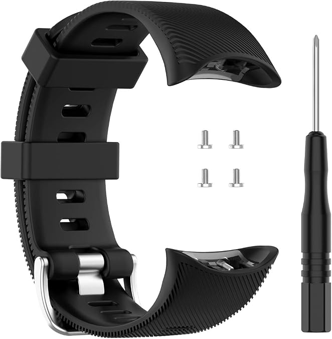 Compatible For Garmin Swim 2 Replacement Band, Replacement Silicone Wrist Band Strap For Garmin Swim 2 / Forerunner 45/45S, Soft And Durable (Silicone Black)