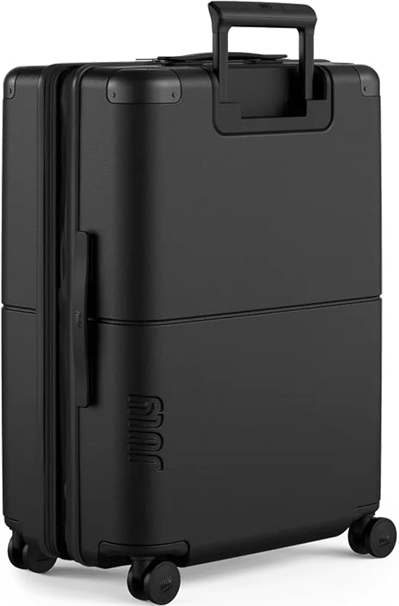 July Checked Expandable Suitcase, Airline Approved, 24.5", Charcoal | Check In Luggage for Men & Women, Airline Approved, TSA Lock, Spinner Wheels, Expansion Zip, Y-Strap