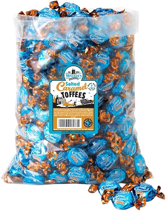 Walker's Nonsuch Salted Caramel Toffee, Soft Chewy Traditional British Sweets, Individually Wrapped, Bulk Sharing Bag, 500g