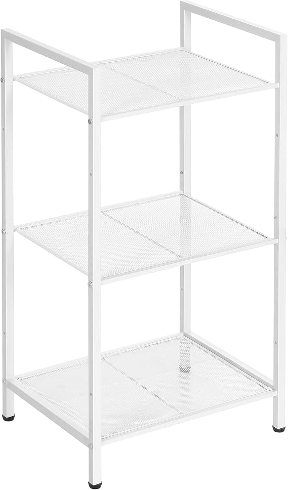 SONGMICS 3-Tier Storage Rack, Bathroom Shelf, Extendable Plant Stand with Adjustable Shelf, for Bathroom, Living Room, Balcony, Kitchen, White UBSC033W01, 11.8 x 15 x 28.4 Inches