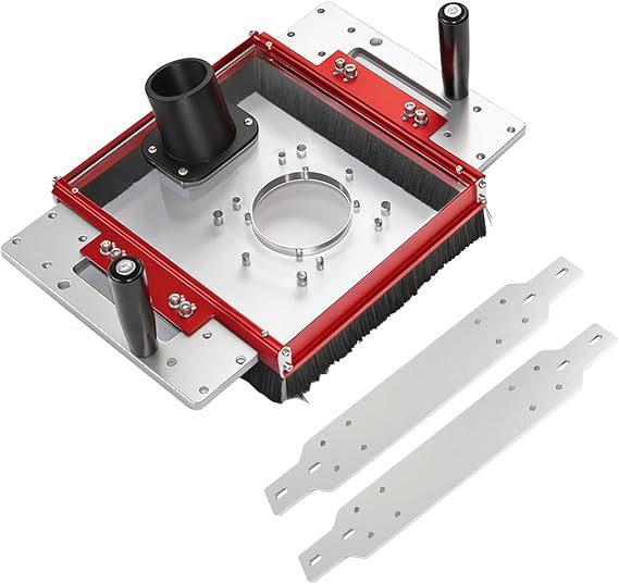 Router Sled Slide Connector with Dust Collection fit for 20mm Linear Rails and SBR20UU SCS20UU Slides, Router Sled Mill Accessories with Acrylic Base Plate Compatible with Most Routers