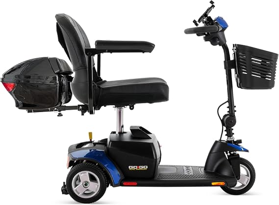 Pride Go Go Elite Traveller 3-Wheel Mobility Scooter + Upgrade Kit, 300 lb Capacity