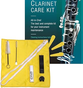Libretto Clarinet All-Inclusive Care Kit: Mouthpiece Brush + Dust Brush + Microfiber Cleaning Cloth + Thumb Rest + Premium Cork Grease, Microfiber Pad Dryers x 3, Time to Clean Your Clarinet!