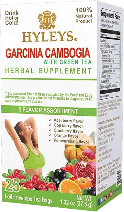 HYLEYS Tea Garcinia Cambogia Green Tea 5 Flavors Assortment - 25 Tea Bags