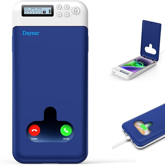 Phone Lock Box with Timer, Self-control Phone Safe, Timed Locker Box - Electronic Locker Gift for Kids, Students, Adults (Blue)