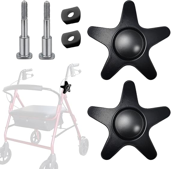 Pacify 2 Pack Replacement Adjustment Star Knobs for Rollator Walker Guardian Walker M6 T Bolt with Washers Platform Attachment