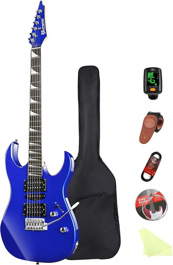 Bullfighter Electric Guitar Electro-Acoustic ST Single Shake Adult Beginner Instrument HSH Lock Pro Performance Electric Guitar Set D150 Blue
