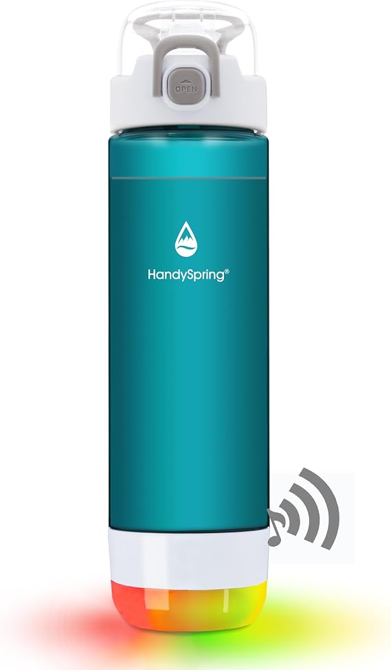 Smart Water Bottle with Reminder To Drink Water, Lights And Sound, Water Intake Tracker, Rechargeable, Tritan Plastic, Spout Hydrate Glow Bottle 26 Oz, Smart Hydration Reminder (Green)