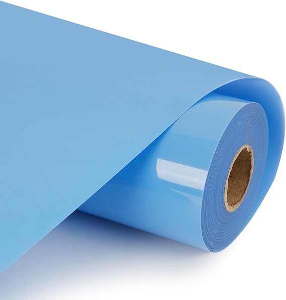 HTVVETUR HTV Vinyl Rolls Heat Transfer Vinyl - 12" x 9ft Light Blue HTV Vinyl for Shirts, Iron on Vinyl for Cameo - Easy to Cut & Weed for Heat Vinyl Design (15 K9 Sky Blue)