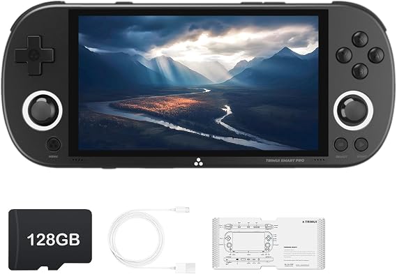 Trimui Smart Pro Handheld Game Console 4.96-Inches Display, Linux System, Built-in 128G TF Card Black
