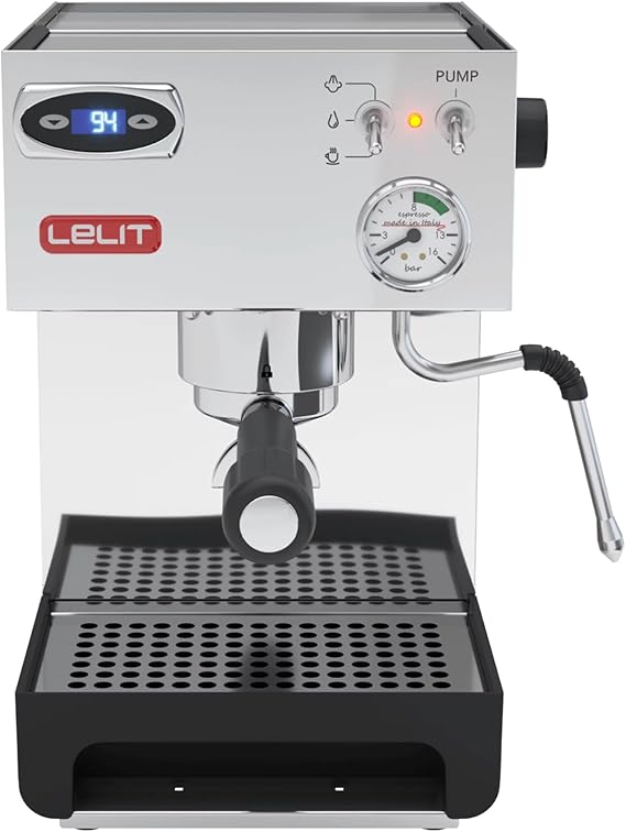 Lelit Anna PL41TEM Semi Professional Coffee Machine for Espresso Cappuccino Pads Coffee Temperature Control via PID Control Stainless Steel Body 2 Litres Silver