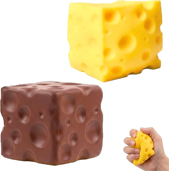 2 PCS Giant Cheese Squishy Decoration, Cheese Squishy Jumbo Ornament for Desk Decor, Mood Relief Daily Relaxation Decor for Office Home Study Room