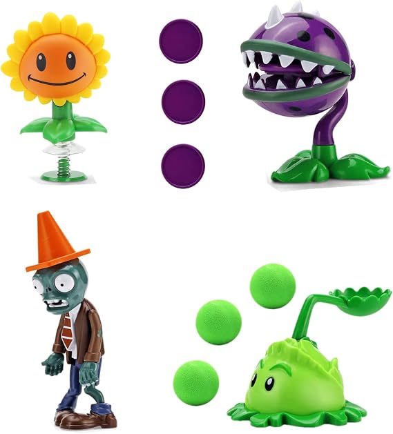 JHESAO 4 PCS Plants and Zombies Toys Action Figures Zombies PVZ Toys Set 1 2 Series Great Gifts for Kids and Fans,Birthday and Christmas Party