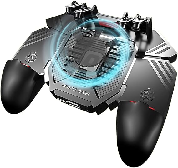 Mobile Controller Smartphone Mobile Phone Gaming Gamepad with Fan 4 Triggers L1R1 Game for PUBG COD Android iOS iPhone