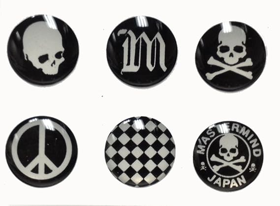 3D Semi-circular Black and White Checkered Skull Peace Style Home Button Stickers for iPhone 5 4/4s 3GS 3G, iPad 2, iPad Mini, iTouch 6 pieces