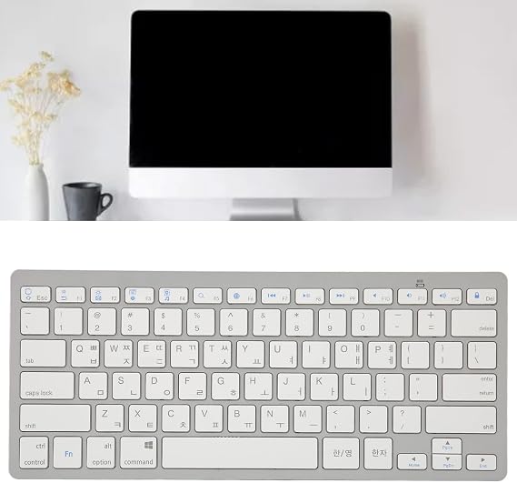 Mini Keyboard, Slim 78 Keys Portable White Computer Keyboards, Quiet Typing, Easy to Carry, for iOS Systems (Korean)