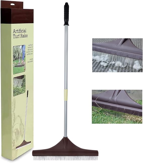 Gardtech Turf Rake Brush Broom for Artificial Grass, Extendable Turf Broom