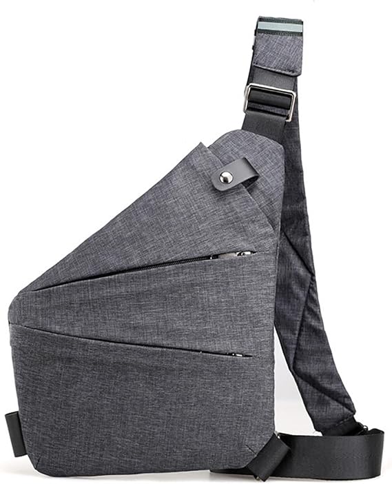 Waterproof Outdoor Leisure Men's Chest Bag for Cycling - Multi-Purpose Crossbody Phone Bag with Adjustable Strap (Grey, right)