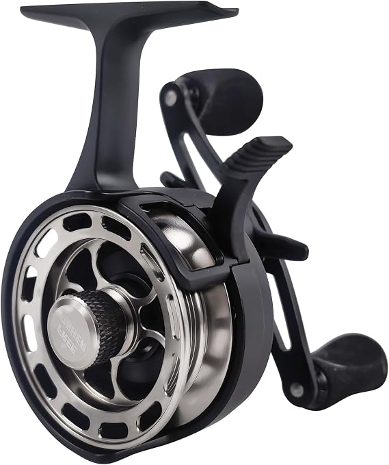 Ice Fishing Reels 3.2:1 Gear Ratio Ultra Smooth 3+1Ball Bearings Strength CNC-machined Aluminum Inline Ice Fishing Reel with Left/Right Hand Retrieve