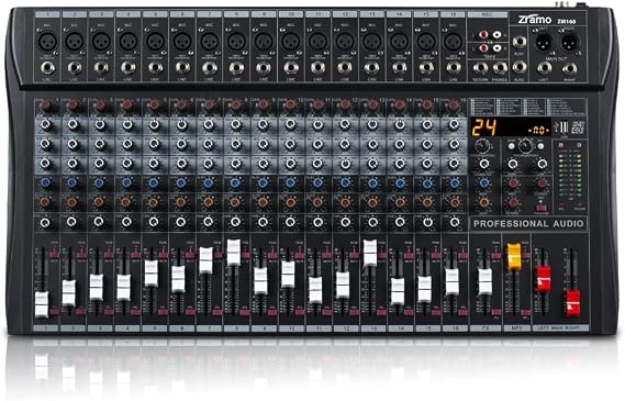 ZM160 8/12/16 Channel Audio Mixer Sound Mixing Console with Multi-Track USB Bluetooth and 48V Phantom power For Studio Karaoke PC Live Performance KTV Home Stage Music Effects