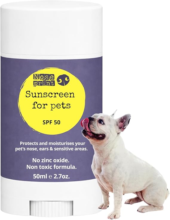 Dog Nose Sunscreen Stick SPF50, 50g, Sun Protection Balm for Pink Noses, White Dogs, Sensitive Skin, Lick-Safe Natural Formula