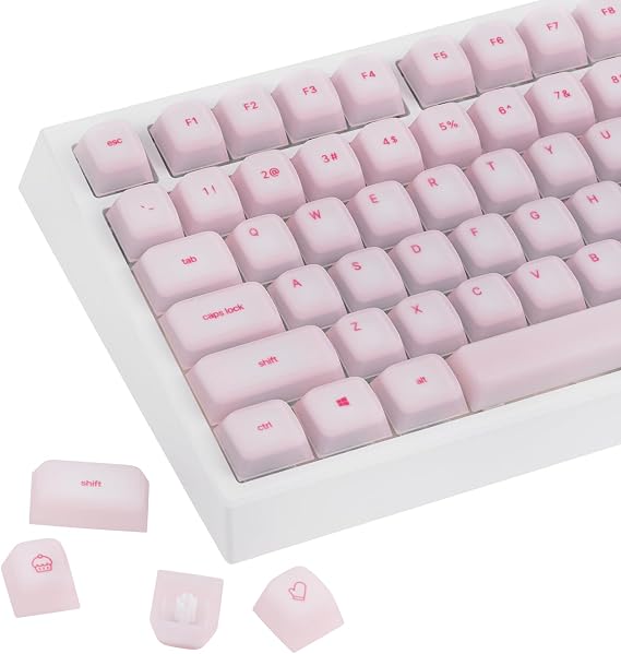EPOMAKER AegisSil Keycap Set, Silicone Material, Cherry Profile, 113 Keys, 65%/75%/Full Size, Custom Keyboard Keycaps Set for Cherry MX, Kailh, Outemu, Gateron Mechanical Gaming Keyboard (Pink)