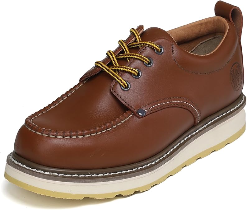 Men's 4" Oxford Work Boot - Leather, Soft Toe, Slip-Resistant, Breathable