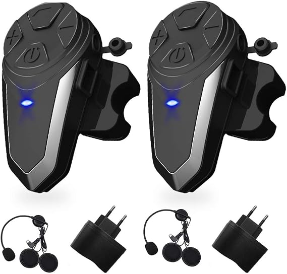 BT-S3 1000m Motorcycle Intercom Helmet Headset Real-Time Communication Systems Handsfree FM Radio Waterproof Bluetooth Intercom for 2 or 3 Riders(2 Pack)