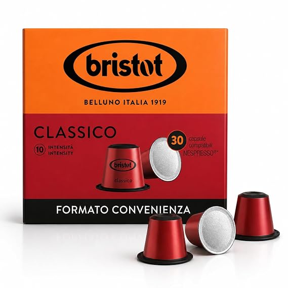 Bristot Classico | Medium Roast Espresso Capsules Compatible with Nespresso Original Machines | Pack of 30