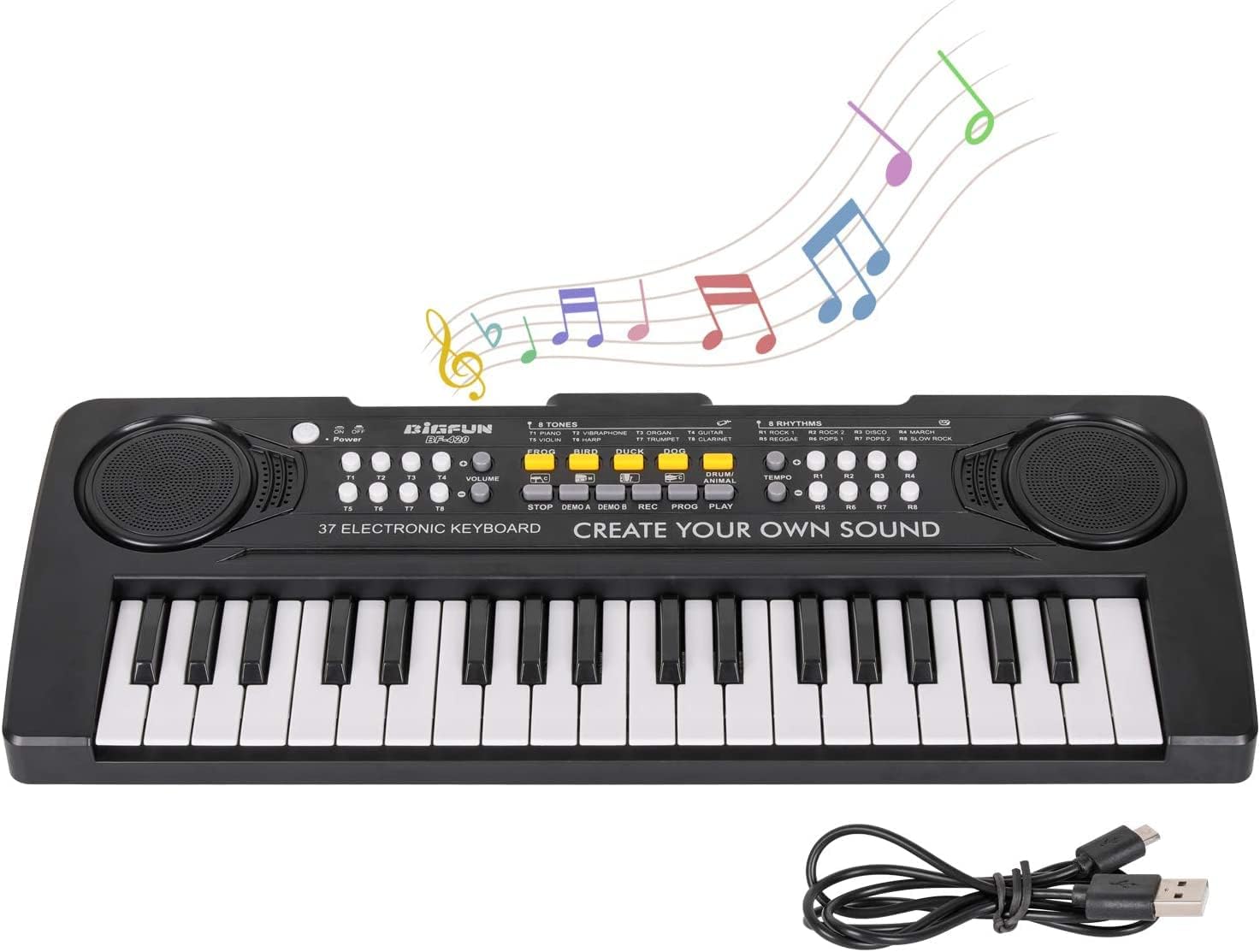 Electronic Piano Keyboard for Kids 37 Keys, Kids Musical Toys Portable Mini Piano Keyboard for 3 4 5 6 Years Old Beginner Boys Girls, Sensory Toys Musical Instruments Birthday Gifts for Age 3-6- Black