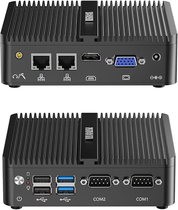 WEIDIAN Windows 10 Mini PC, Mini Desktop Computer with Celeron J4125, 16GB DDR4 RAM + 512GB SSD, HDMI/VGA Dual Display 4K, Dual Band WiFi, 4USB, 2RS232 Com Port, Dual Gigabit Ethernet