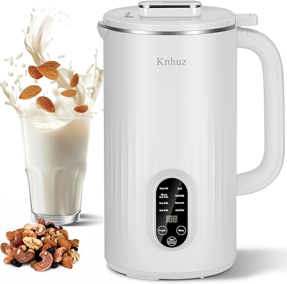 Kuhuz Nut Milk Maker,32oz Automatic Soy Milk Machine For Homemade Almond,Oat,Coconut Plant Based & Non-Dairy Beverages,12H Time Delay,Auto-Clean,Keep Warm,White