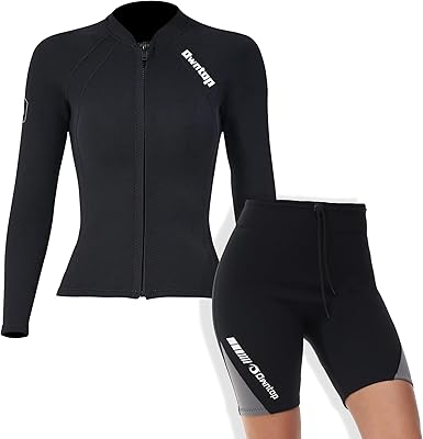 Owntop Womens Wetsuit Top & Wetsuit Pants, 2MM Neoprene Keep Warm for Swimming Diving Surfing Top S, Shorts S