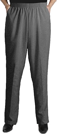 Viviana Women's Plus Size Elastic Waist Pull-On Shaped Fit Dress Pants with Pockets - Charcoal Grey - 26WP