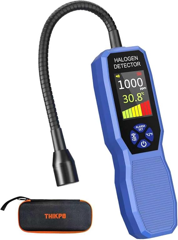 Automotive Freon Leak Detector HVAC, Professional Refrigerant Leak Detector with LCD Display & LED Light, Car AC Leak Detector Kit for R134a R410A R22 R32 R1234yf - with Audio & Visual Alarm