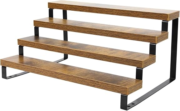 BYCY Wooden Display Risers, 4-Tier Display Stand for Home Decor and Organize, Tiered Countertop Display Shelf for Figures , Makeup,Cupcake , Condiment and Dolls Collection (4 Tier-2.2in)