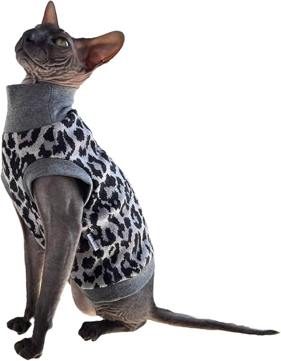 Cat's Cozy Comfort for Hairless Beauties: Winter Turtleneck Panther Grey for Sphynx and Naked Cats (Medium)