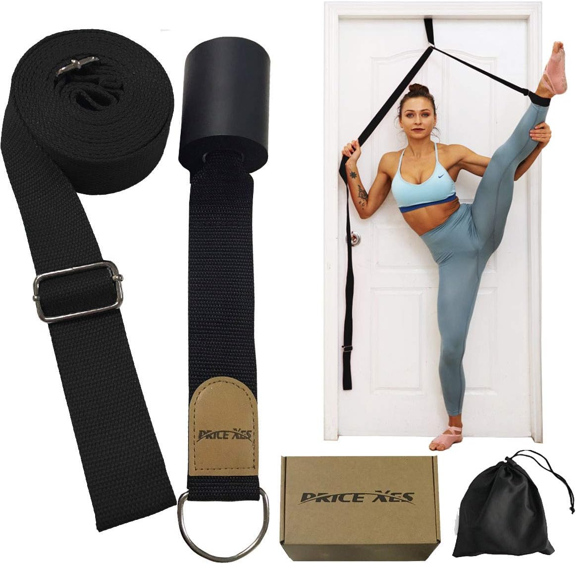 Leg Stretch Strap, Adjustable Leg Stretcher Band wDoor Anchor, Improve Leg Stretching Door Flexibility Trainer, Home Stretching Equipment for Yoga Ballet Dance Cheer Gymnastic Training