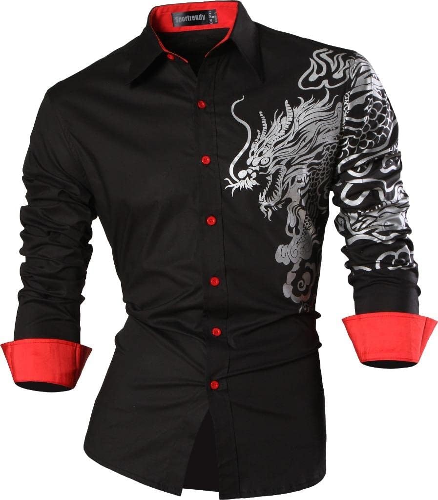 Sportrendy Mens Casual Shirts Slim Button Down Long Sleeves Dress Shirts Tops JZS041