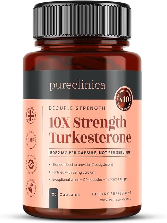Pureclinica Turkesterone 10X Strength – 5082mg per Capsule – Advanced Muscle Growth & Recovery – 120 Capsules, 4 Month Supply