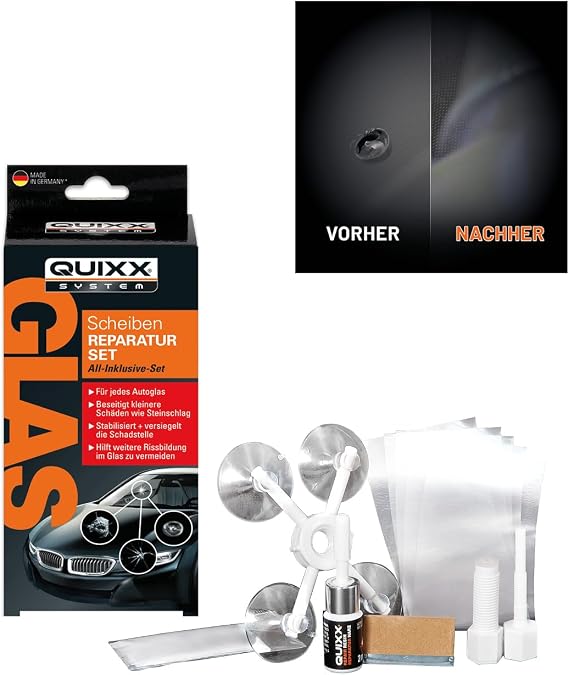 QUIXX 10210 Windshield Repair Kit Is the Cost-Effective fix for chips, cracks, bulls-eye, and star-shaped damage to windshields. Use on Your Automobile, Motorcycle, or Boat