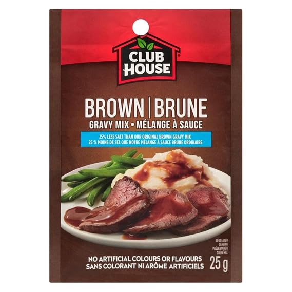 Club House Brown 25% Less Salt Gravy Mix, 25g/1oz., (Imported from Canada)