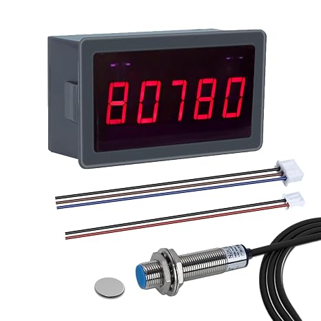5-bit LED Tachometer, ICSTATION DC 5V-30V RPM Speed Meter Digital Motor Tachometer, Supports RPM/s Mode, Frequency Division & Filtering Function, Revolution Meter With Hall Proximity Switch Sensor NPN