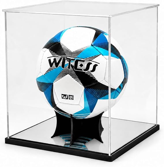 Soccer Ball Display Case Full Size,Acrylic Display Case for Soccer Ball Collectibles,Clear Storage for Soccer Ball Volleyball Collectible Sports Memorabilia Case (10x10x10.2inch)
