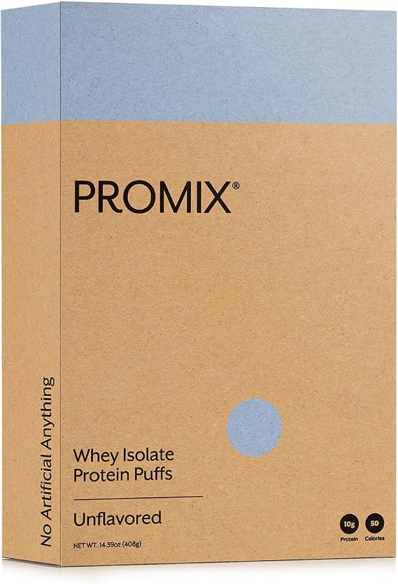 Promix Whey Isolate Protein Puffs, Unflavored - Crunchy & Crispy Treat - Great Tasting & Healthy On The Go Snack - High Protein & Low Calorie - Non-GMO & Free From Gluten, Soy, Corn