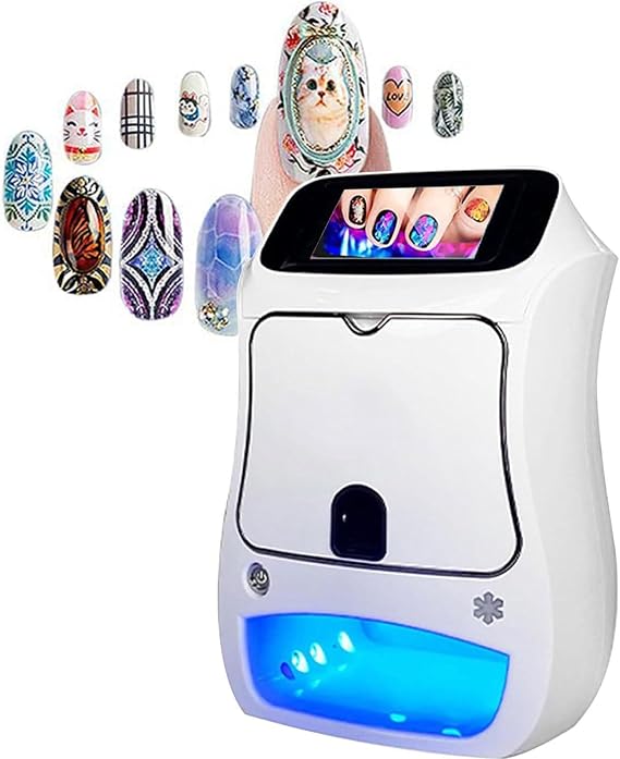 Nail Art Printer Machine,w/Touch Screen Display,3D Digital Nail Printer Manicure Salon Set w/Nail Printer Machine/Pack of Nail Polish&Nail Dryer,Mobile Nail Printing Machine