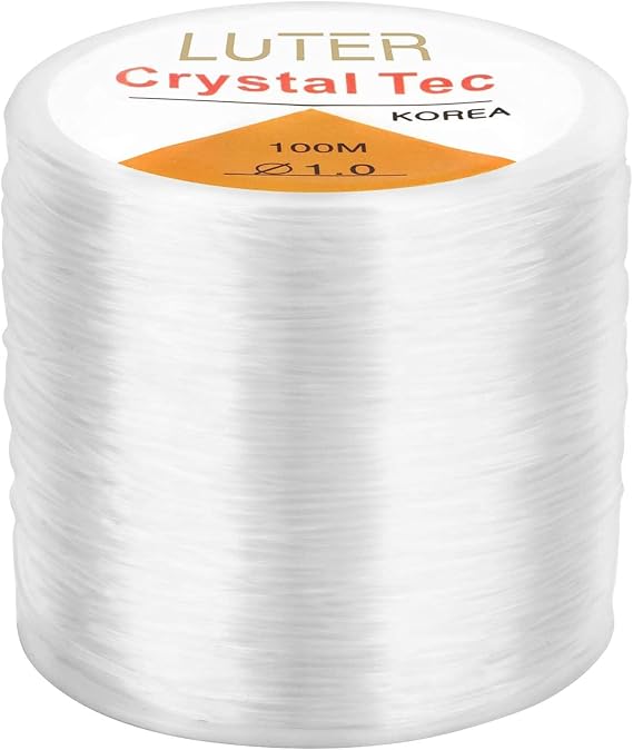 Luter 1mm Clear Bead Cord Crystal Elastic Stretchy Bracelet String for Jewelry Making Necklace Bracelet Beading Thread (328ft)
